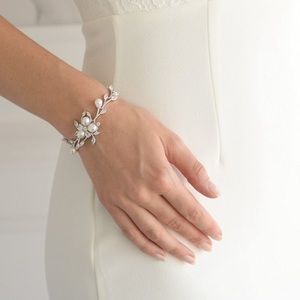 Mariell Freshwater Pearl and Cubic Zirconia Bridal Bracelet